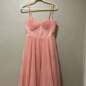 Hutch Amara Corset Pleated Tulle Fit & Flare Midi Dress